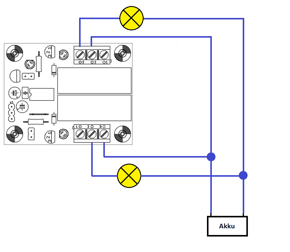 Last-Anschluss des 2-Kanal Schalters