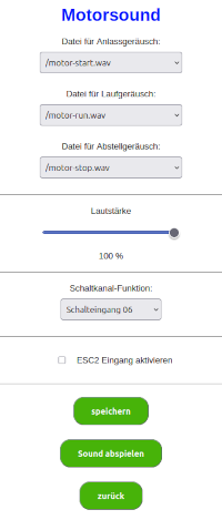 Konfiguration des Motor-Sound